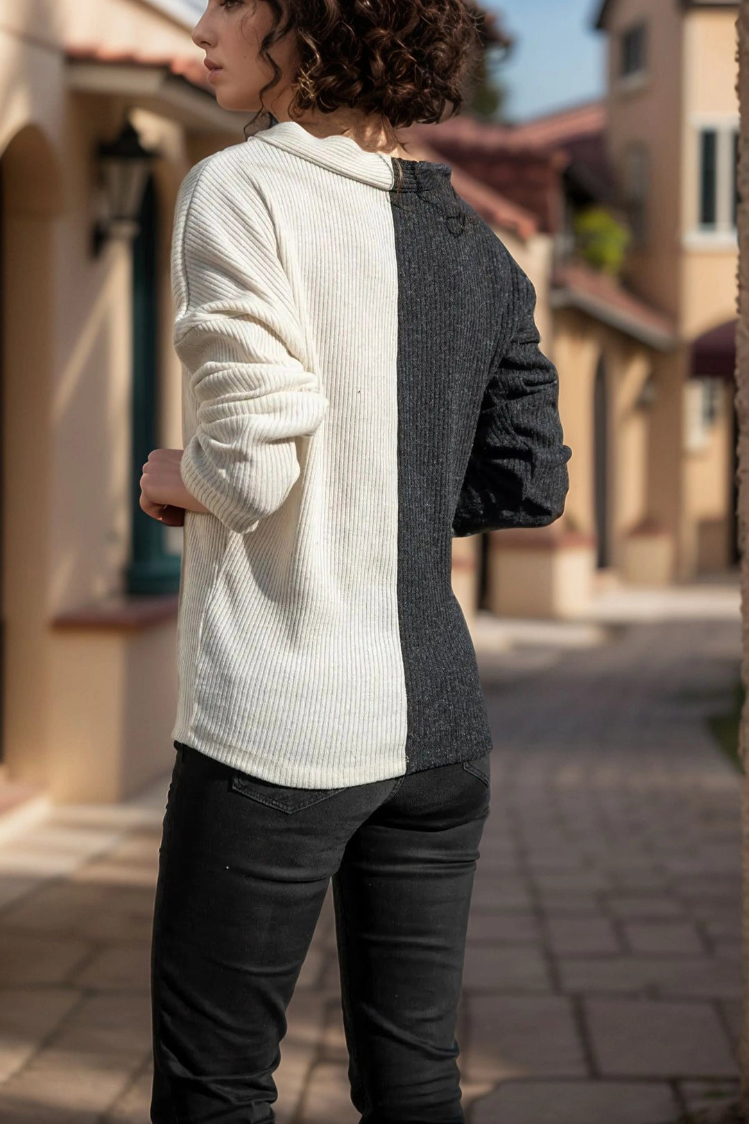Anthracite Mink V-Neck Color Block Sweater BCBSK-25700-2778 - Heroica Caborca