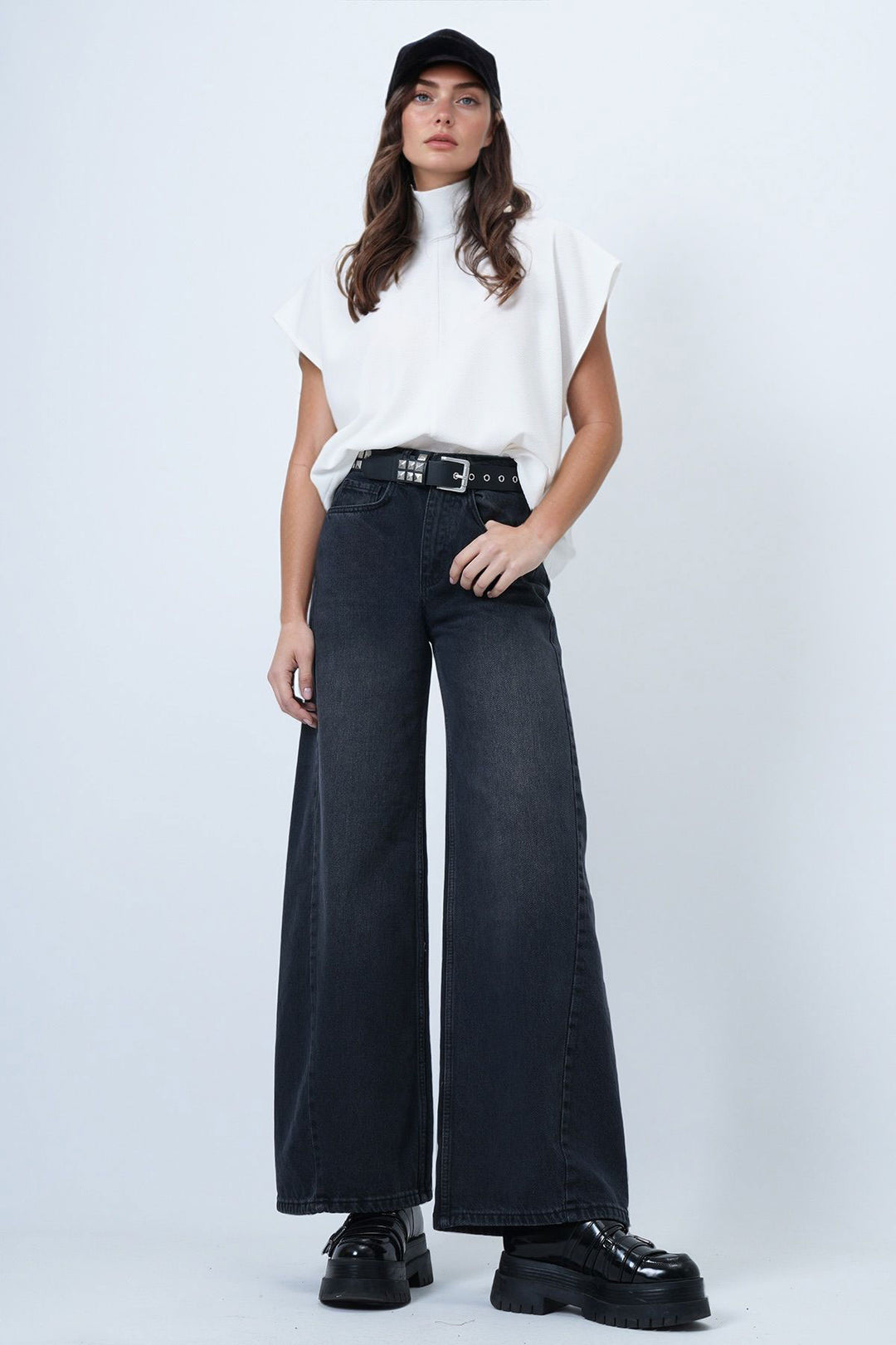 Anthracite High Waist 5 Pocket Baggy Jeans BCHNW-251207 - Shrewsbury