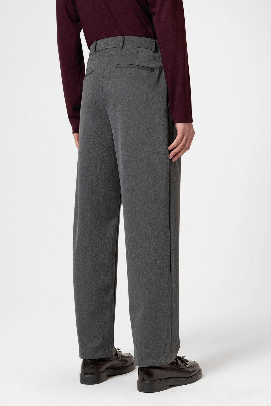 ANT Antioch Anthracite High Waist Pleated Comfort Fit Men's Trousers - Suhl