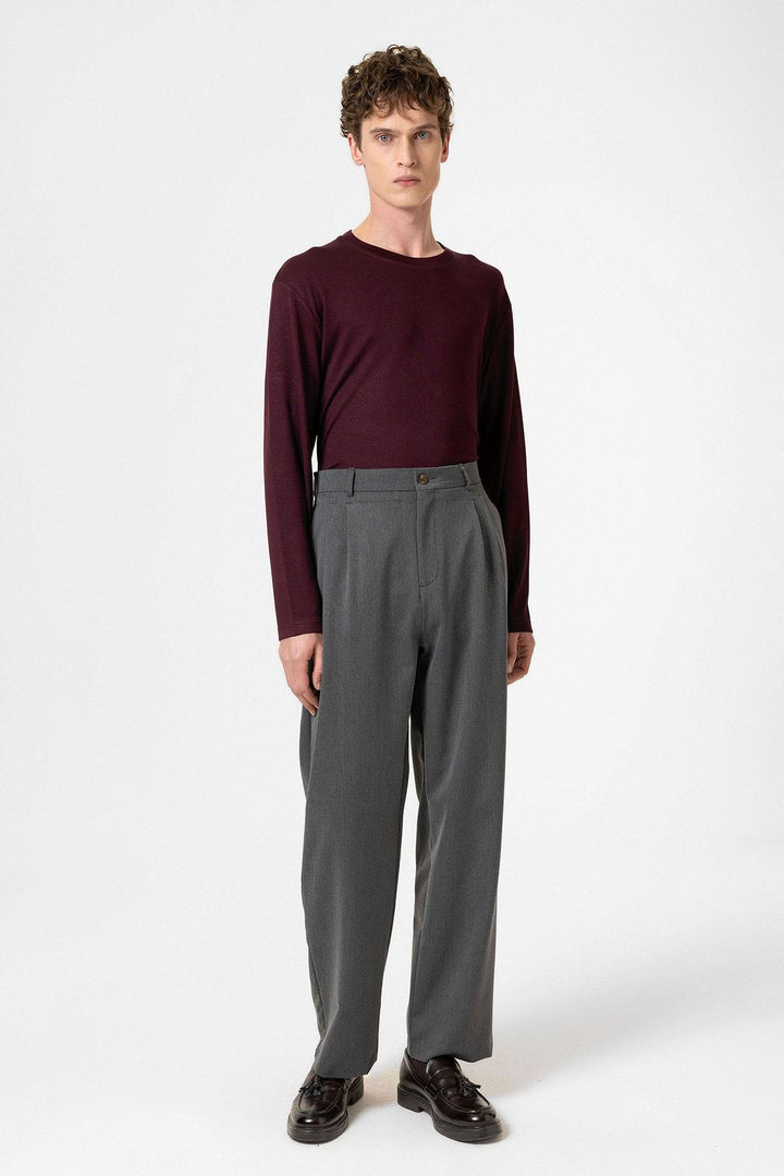 ANT Antioch Anthracite High Waist Pleated Comfort Fit Men's Trousers - Suhl