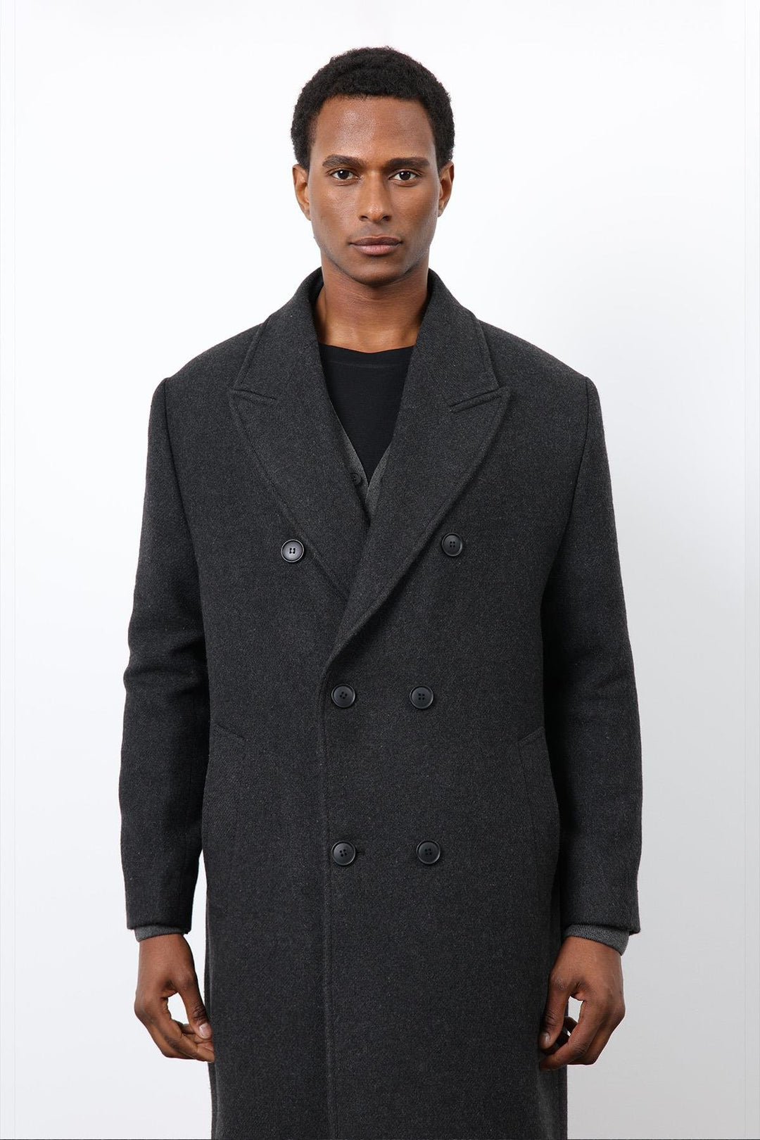 ANT Antioch Anthracite Wool Blend Double-Breasted Men's Coat - Warendorf