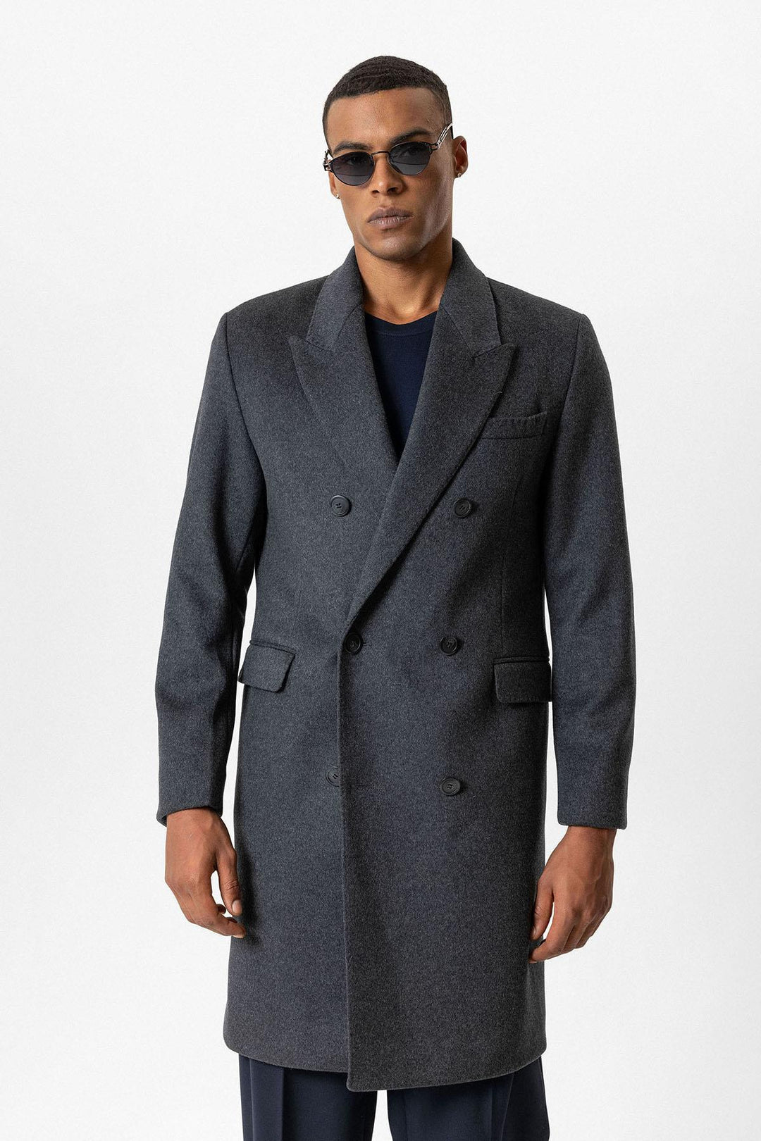 ANT Antioch Anthracite Wool Blend Double-Breasted Men's Coat - Cleveland Heights