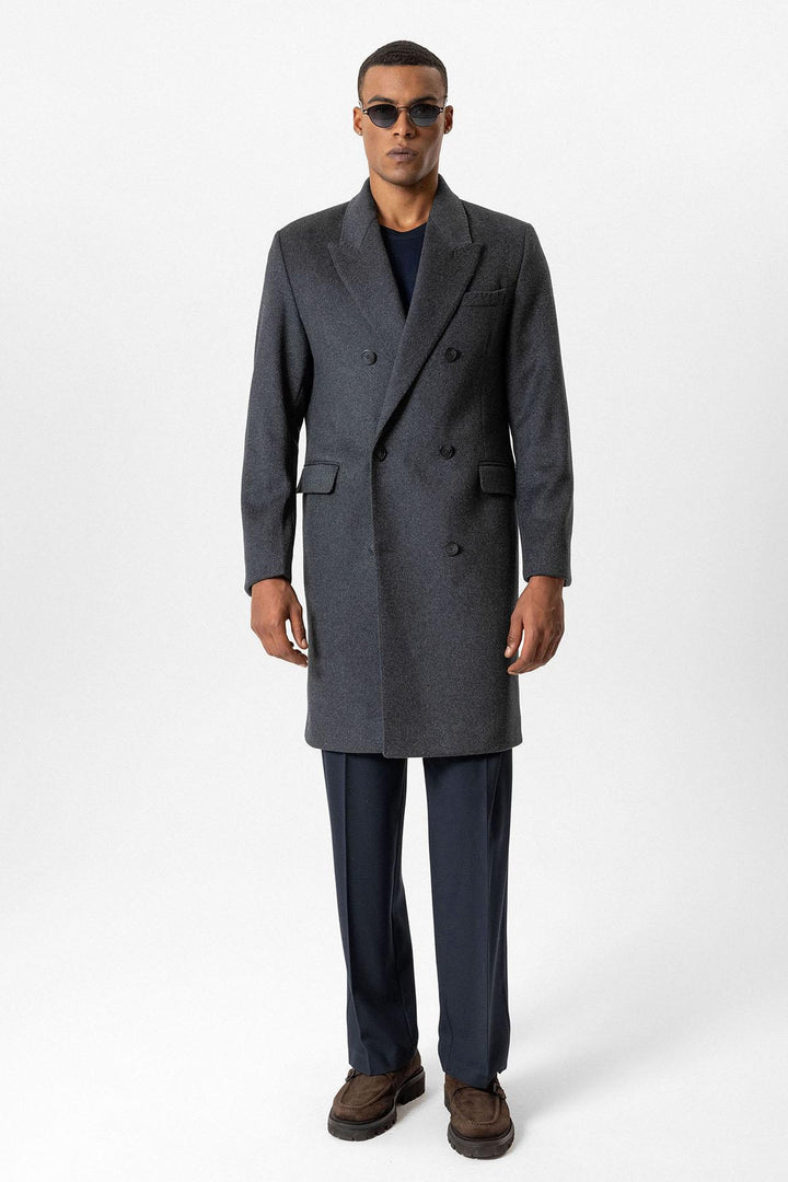 ANT Antioch Anthracite Wool Blend Double-Breasted Men's Coat - Cleveland Heights