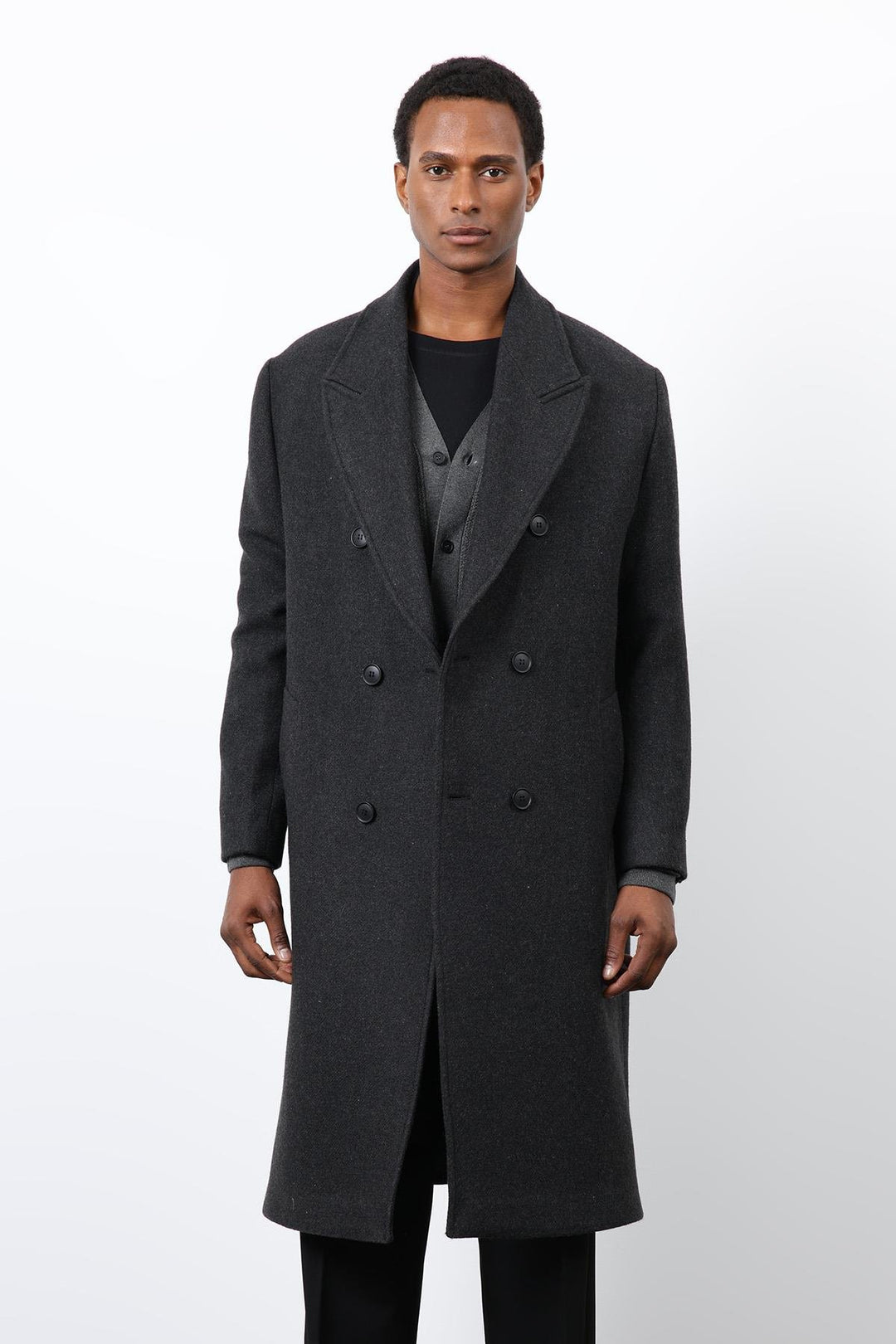 ANT Antioch Anthracite Wool Blend Double-Breasted Men's Coat - Warendorf