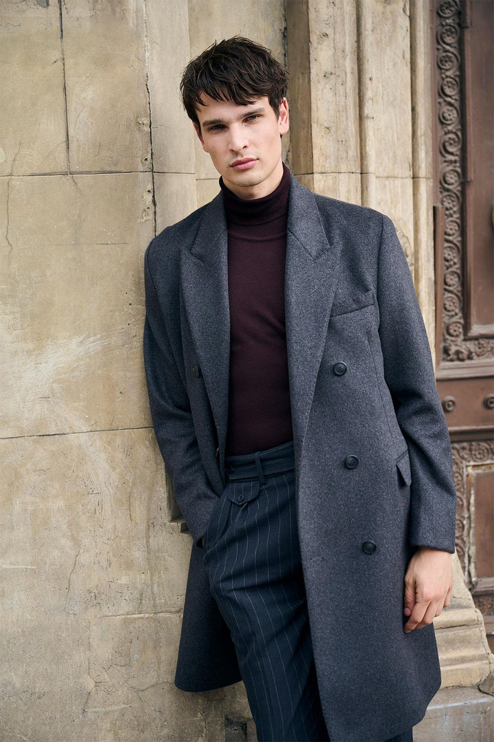 ANT Antioch Anthracite Wool Blend Double-Breasted Men's Coat - Cleveland Heights