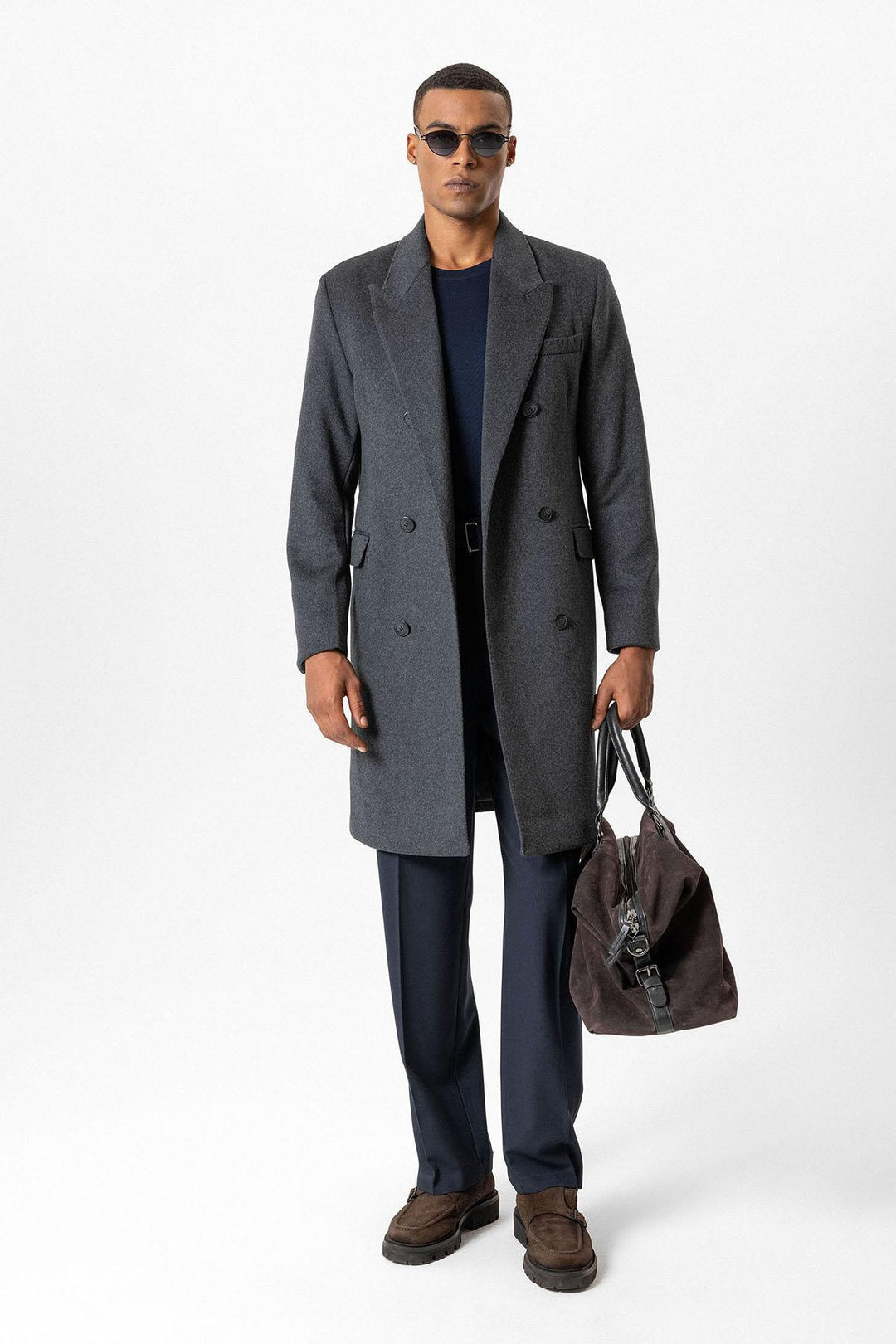 ANT Antioch Anthracite Wool Blend Double-Breasted Men's Coat - Cleveland Heights