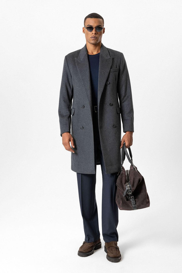 ANT Antioch Anthracite Wool Blend Double-Breasted Men's Coat - Cleveland Heights