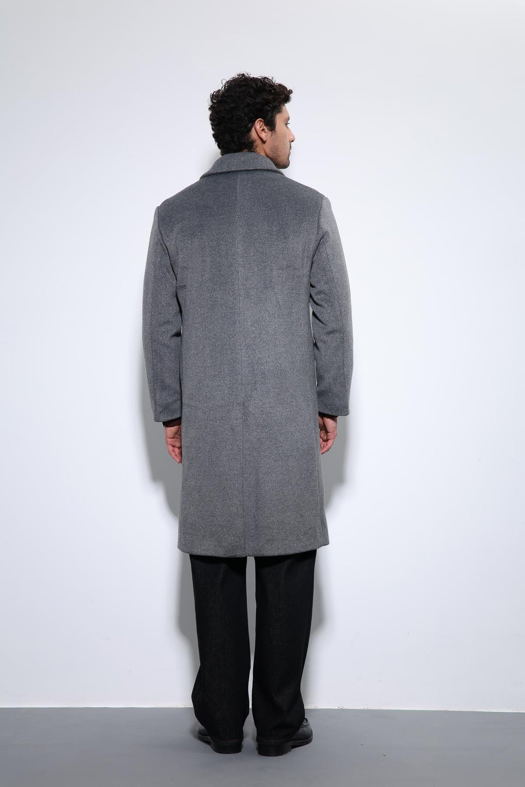 ANT Antioch Anthracite Wool Blend Double-Breasted Men's Coat - Santa Ana