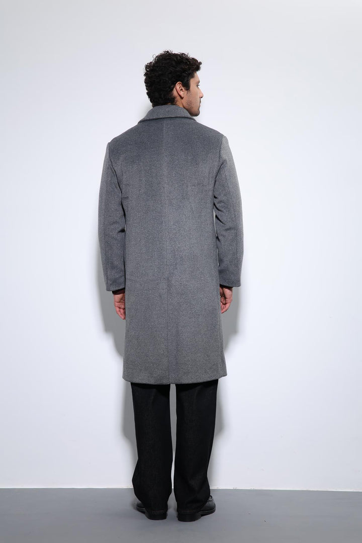 ANT Antioch Anthracite Wool Blend Double-Breasted Men's Coat - Santa Ana