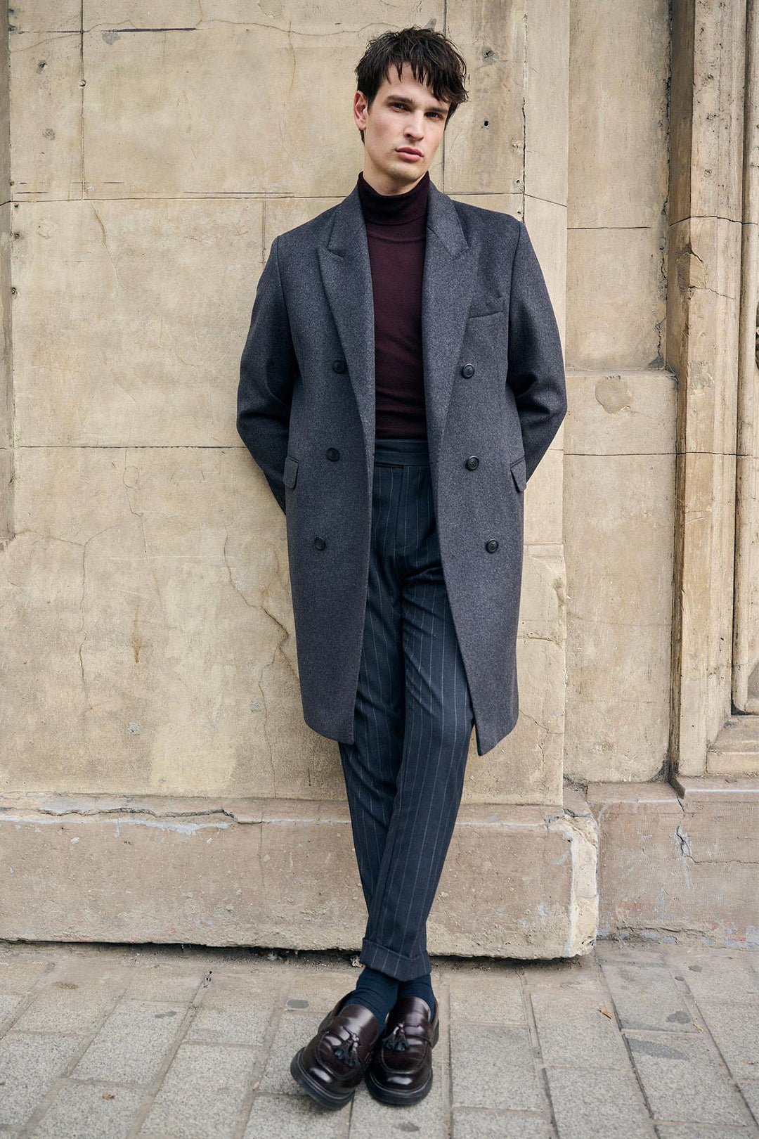 ANT Antioch Anthracite Wool Blend Double-Breasted Men's Coat - Cleveland Heights