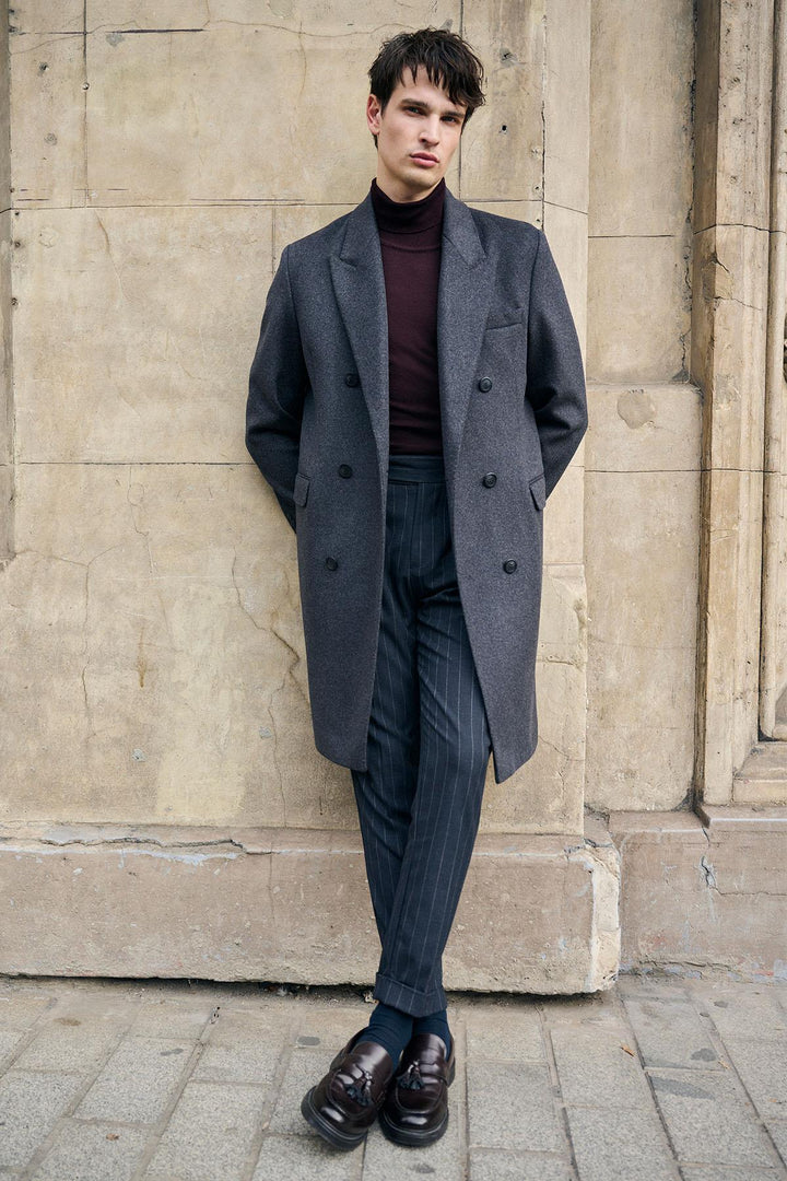 ANT Antioch Anthracite Wool Blend Double-Breasted Men's Coat - Cleveland Heights