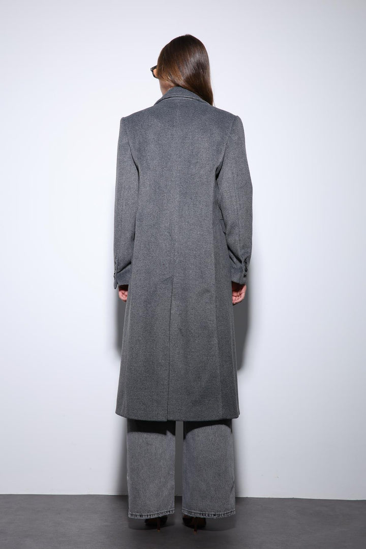 ANT Antioch Anthracite Wool Blend Double-Breasted Women's Coat - Vergína