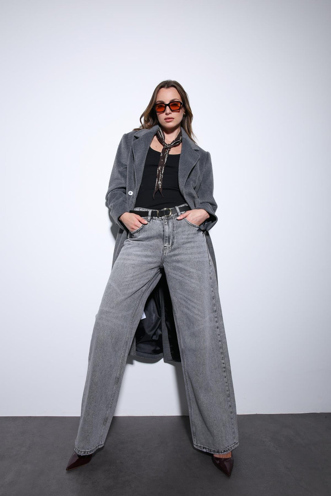 ANT Antioch Anthracite Wool Blend Double-Breasted Women's Coat - Vergína