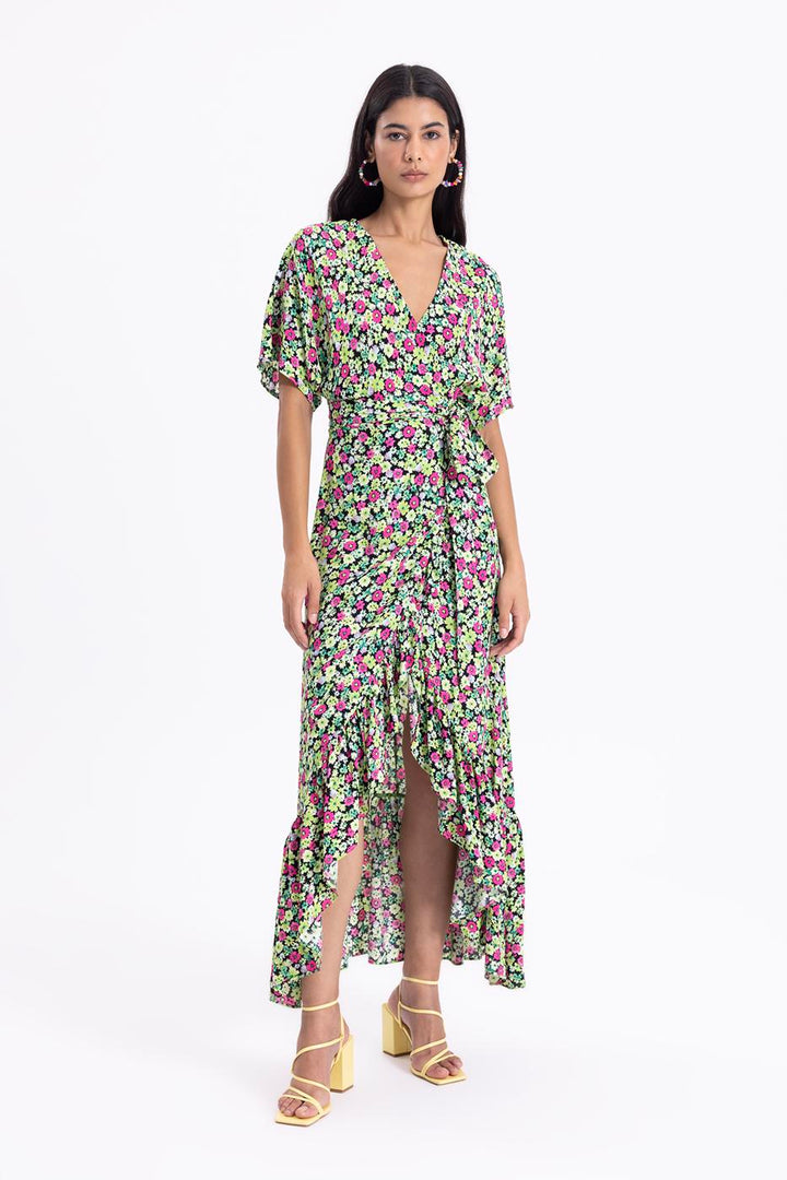 BSL Women Printed Midi Wrap Dress - Durham