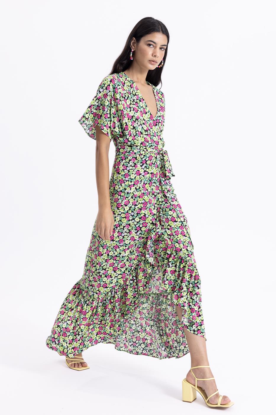 BSL Women Printed Midi Wrap Dress - Durham