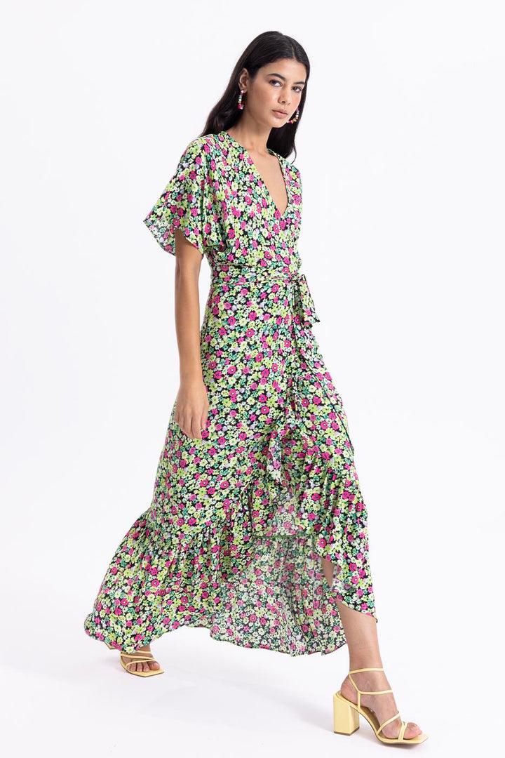 BSL Women Printed Midi Wrap Dress - Durham