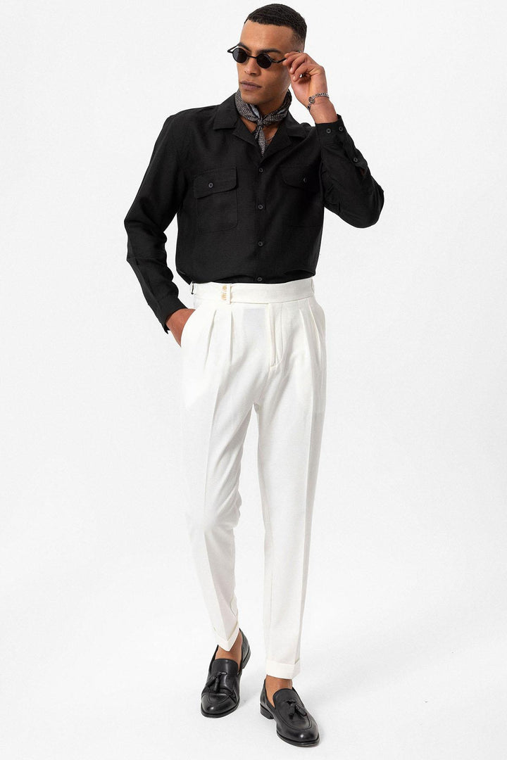 ANT Camp  Collar Linen Blend Long Sleeve Men's Shirt - Willenhall