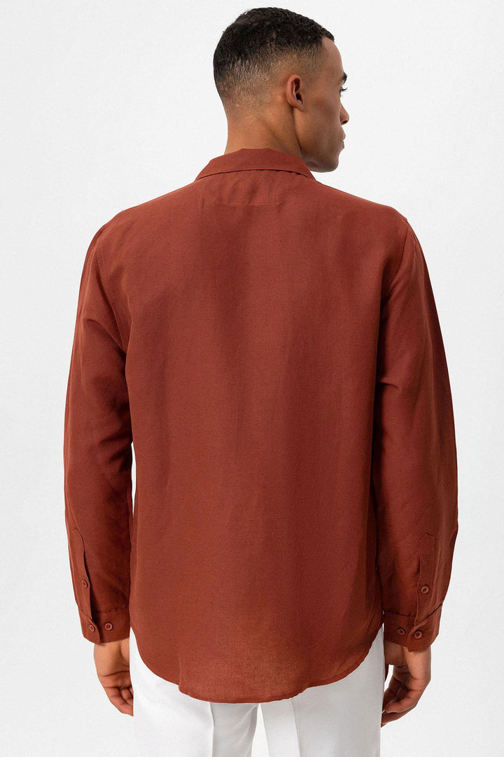 ANT Camp  Collar Linen Blend Long Sleeve Men's Shirt - Martínez de la Torre