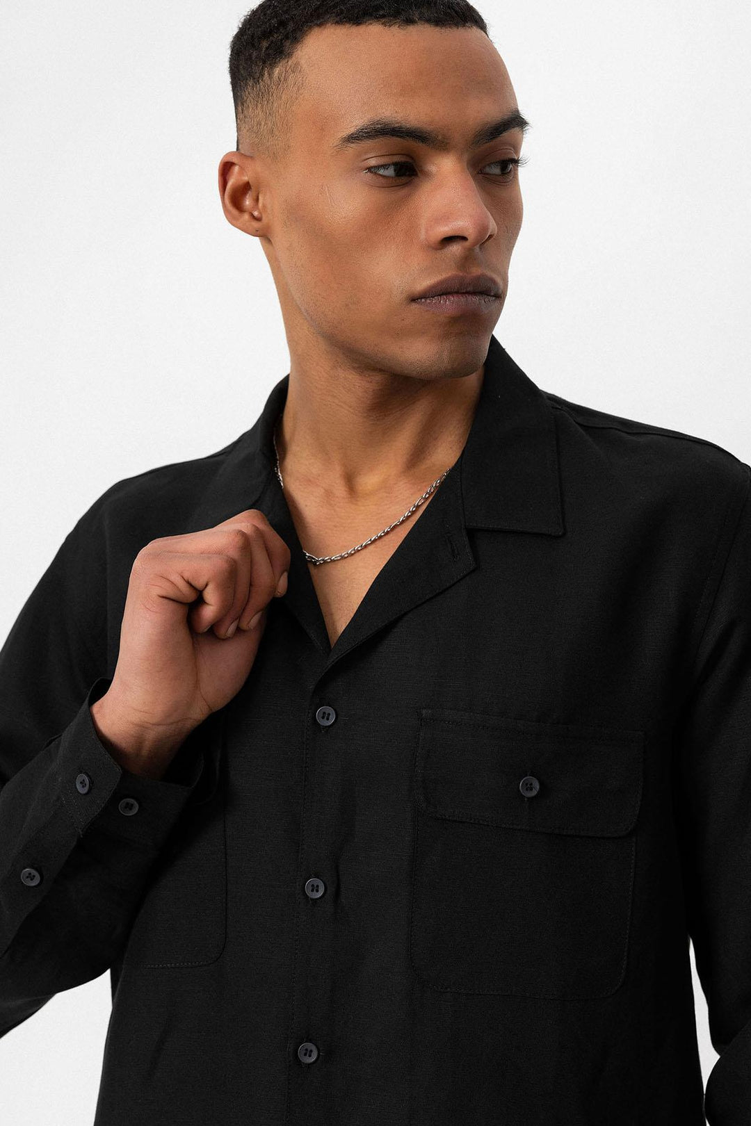 ANT Camp  Collar Linen Blend Long Sleeve Men's Shirt - Willenhall
