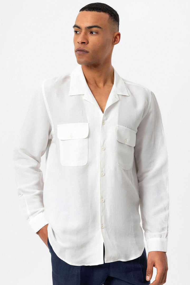 ANT Camp  Collar Linen Blend Long Sleeve Men's Shirt - Bârlad