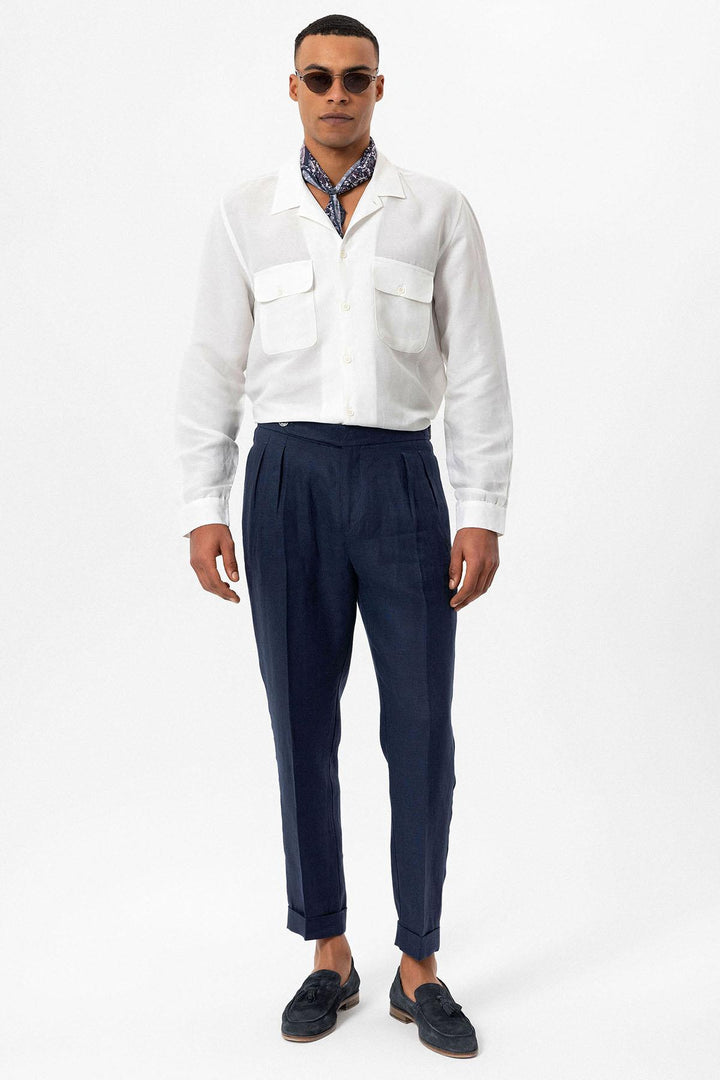 ANT Camp  Collar Linen Blend Long Sleeve Men's Shirt - Bârlad