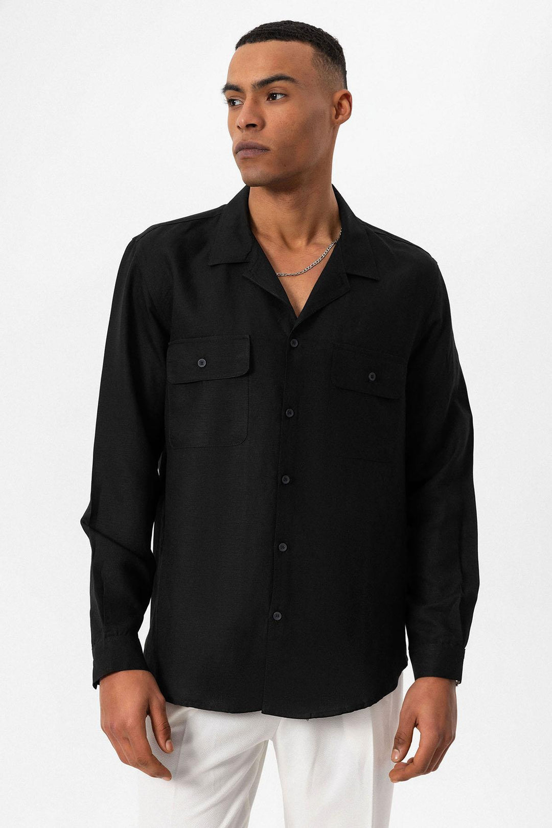 ANT Camp  Collar Linen Blend Long Sleeve Men's Shirt - Willenhall