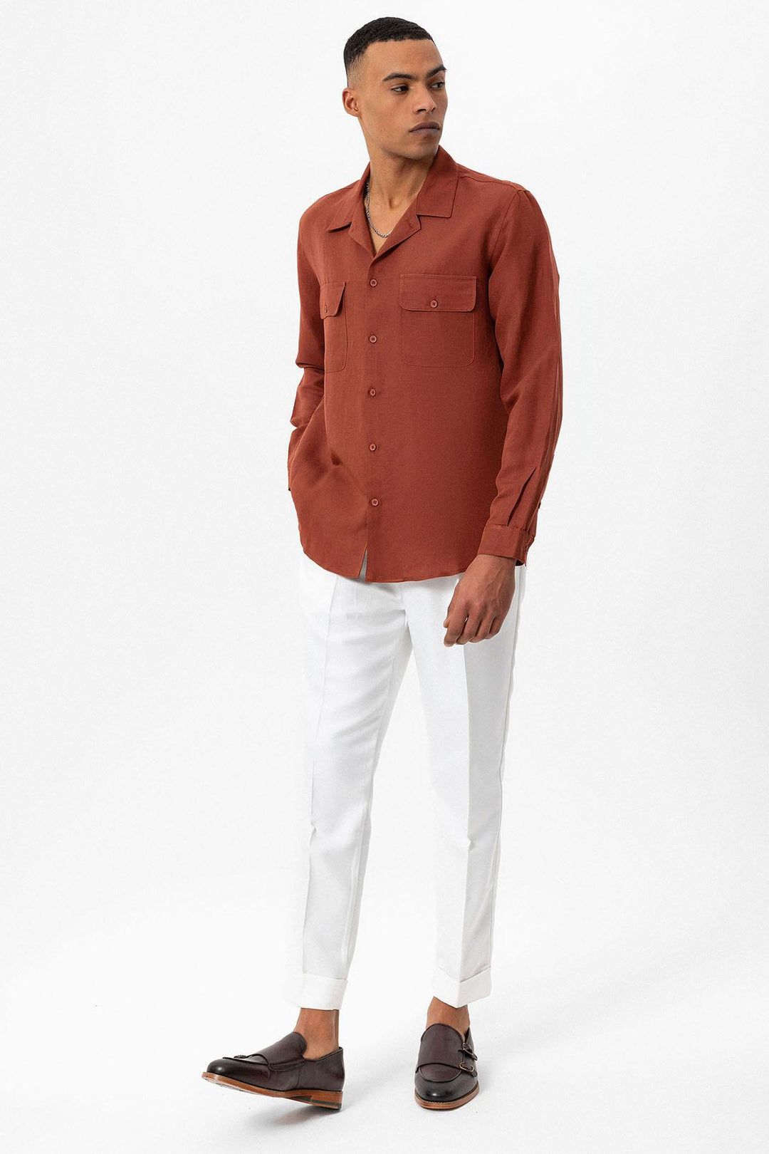 ANT Camp  Collar Linen Blend Long Sleeve Men's Shirt - Martínez de la Torre