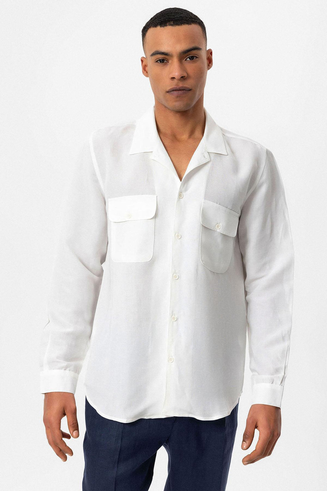 ANT Camp  Collar Linen Blend Long Sleeve Men's Shirt - Bârlad