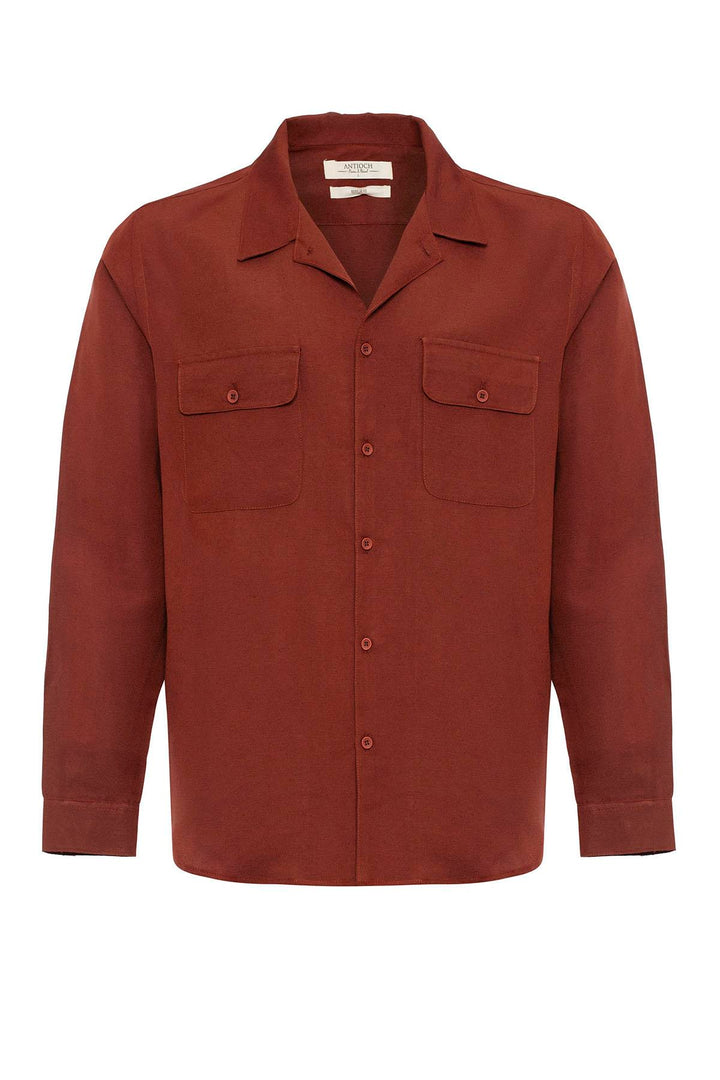 ANT Camp  Collar Linen Blend Long Sleeve Men's Shirt - Martínez de la Torre