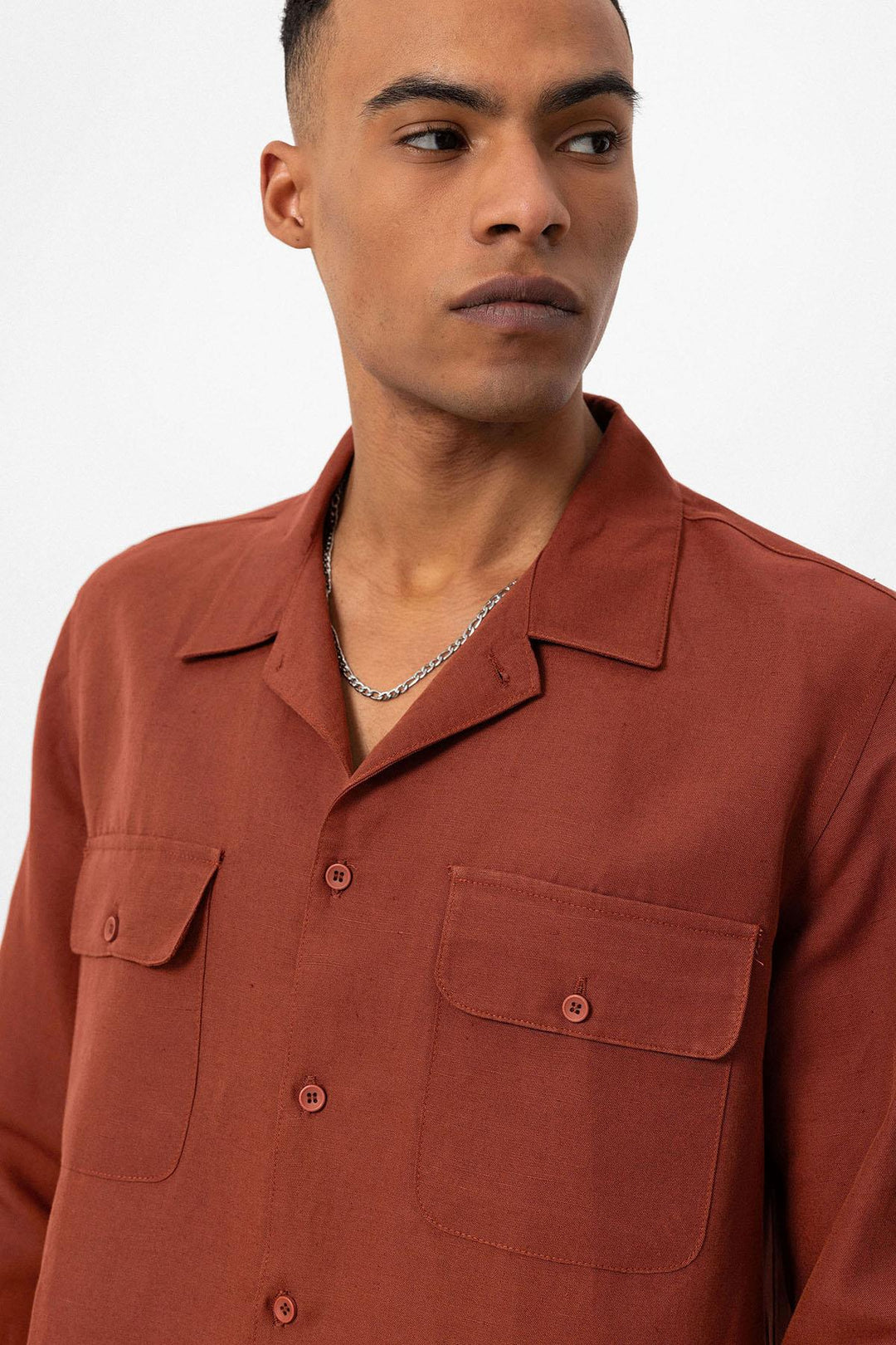 ANT Camp  Collar Linen Blend Long Sleeve Men's Shirt - Martínez de la Torre