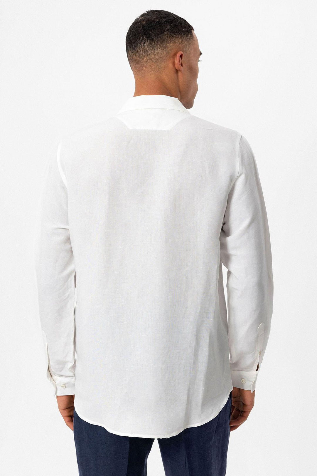 ANT Camp  Collar Linen Blend Long Sleeve Men's Shirt - Bârlad