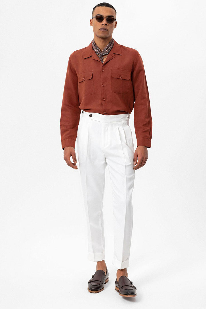 ANT Camp  Collar Linen Blend Long Sleeve Men's Shirt - Martínez de la Torre