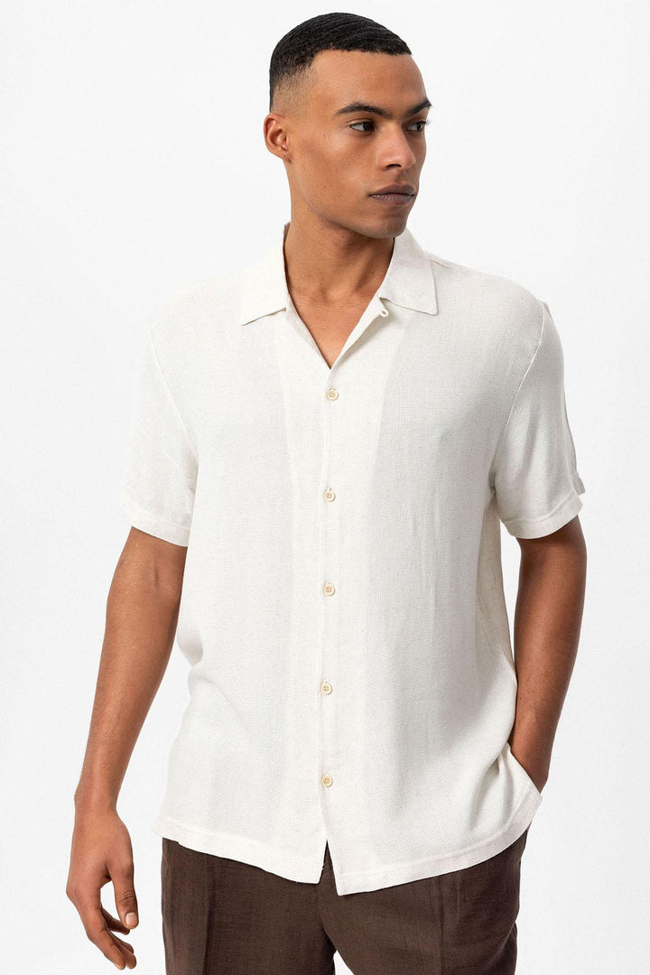 ANT Camp  Collar Knitted Textured Men's Shirt - Borgerhout