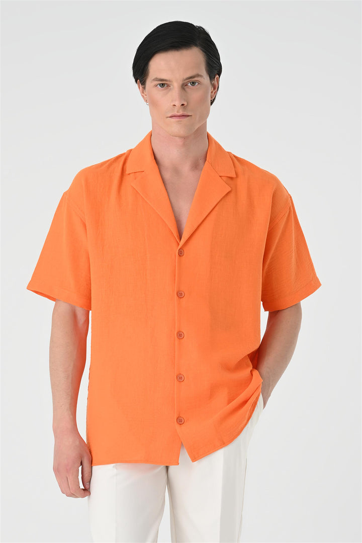 ANT Oversized Short Sleeve Men's Shirt with Apach Collar - Skenderaj