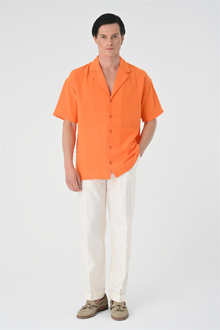 ANT Oversized Short Sleeve Men's Shirt with Apach Collar - Skenderaj