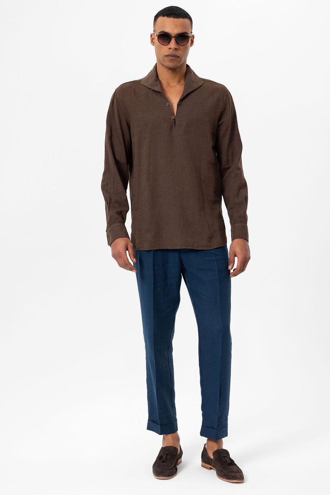 ANT Open Collar Men's Shirt with Button Closure - Streamwood