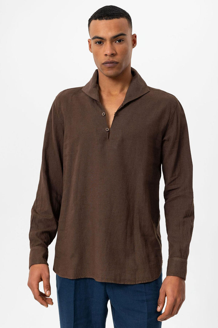 ANT Open Collar Men's Shirt with Button Closure - Streamwood