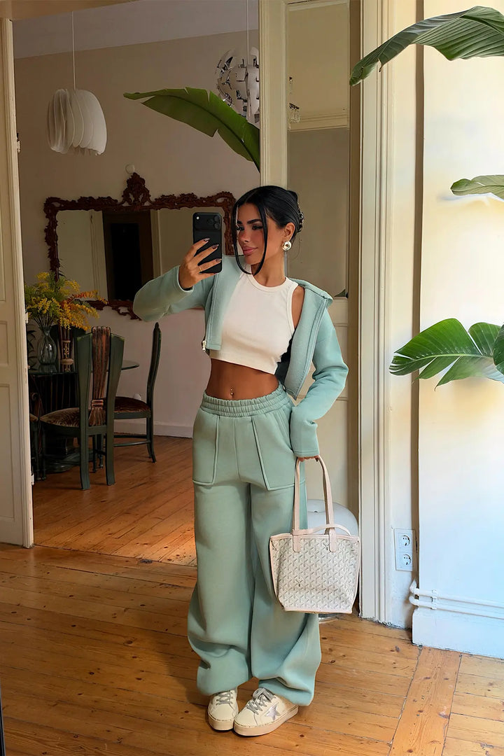 EYY Women Aqua Green Tracksuit Set with Zipper Detail - Dnipro