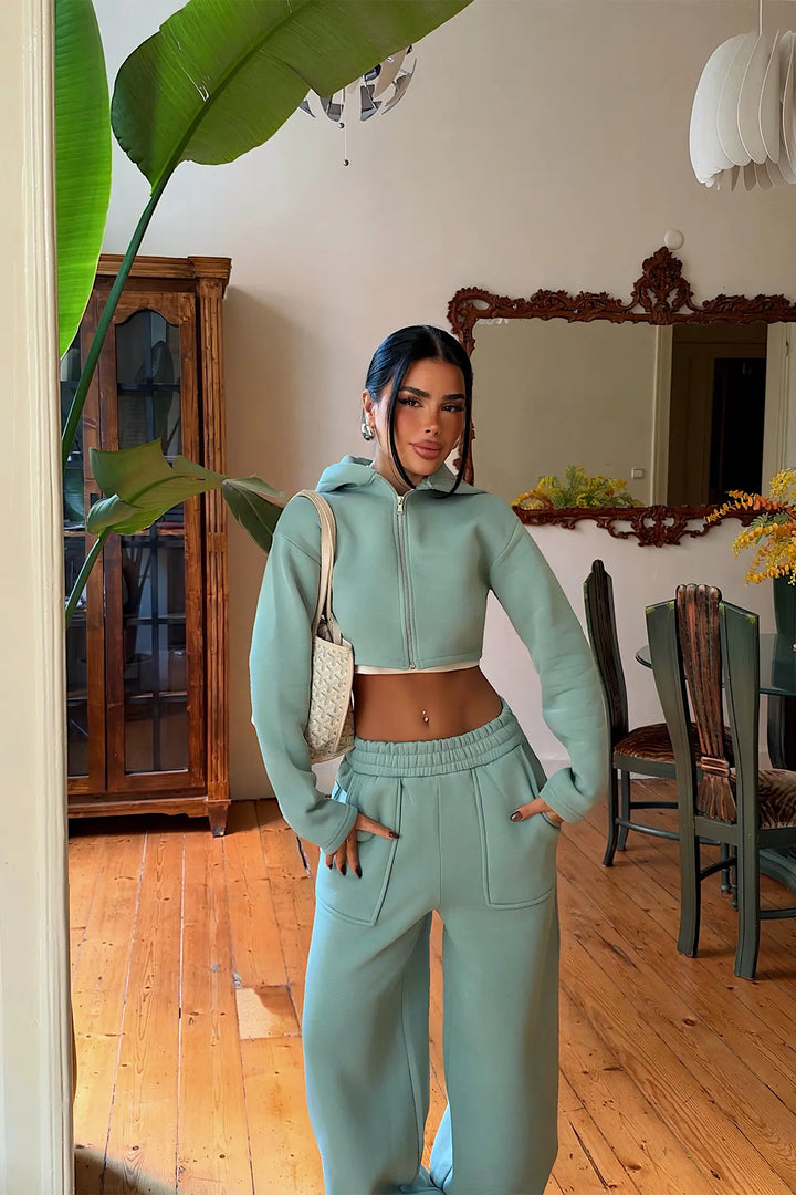 EYY Women Aqua Green Tracksuit Set with Zipper Detail - Dnipro