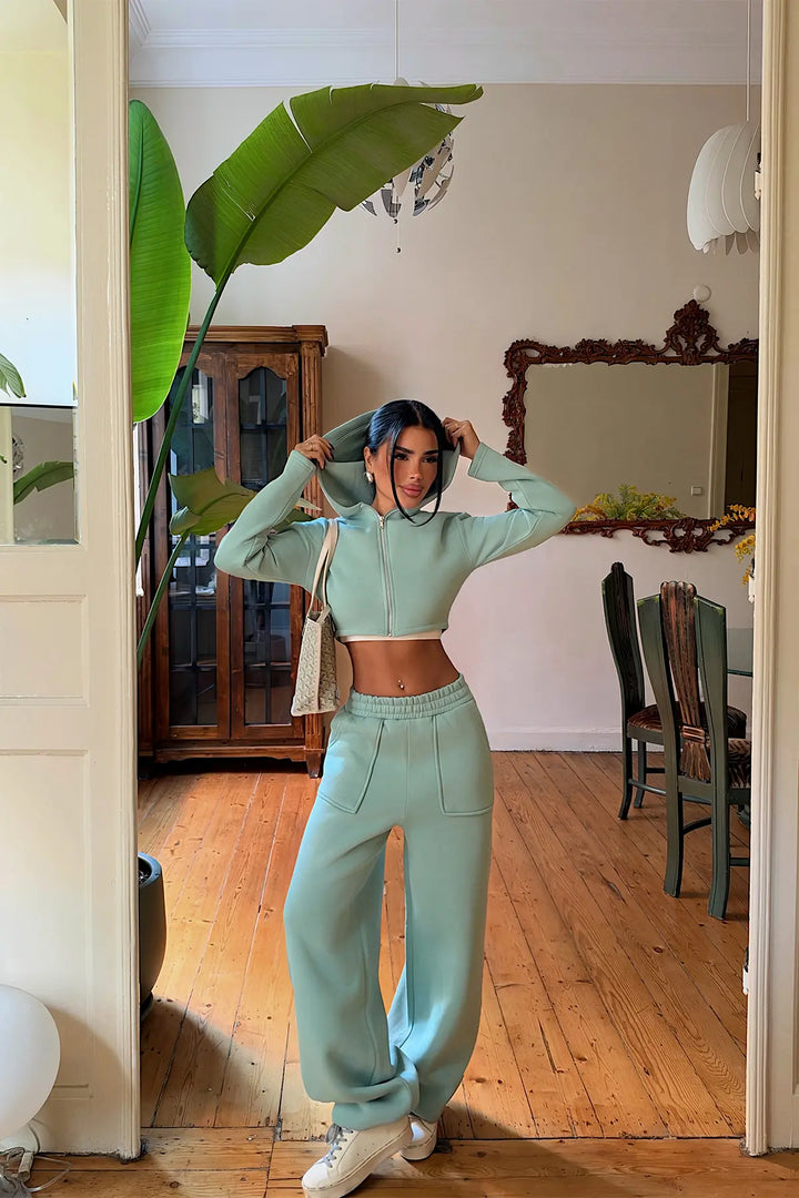 EYY Women Aqua Green Tracksuit Set with Zipper Detail - Dnipro