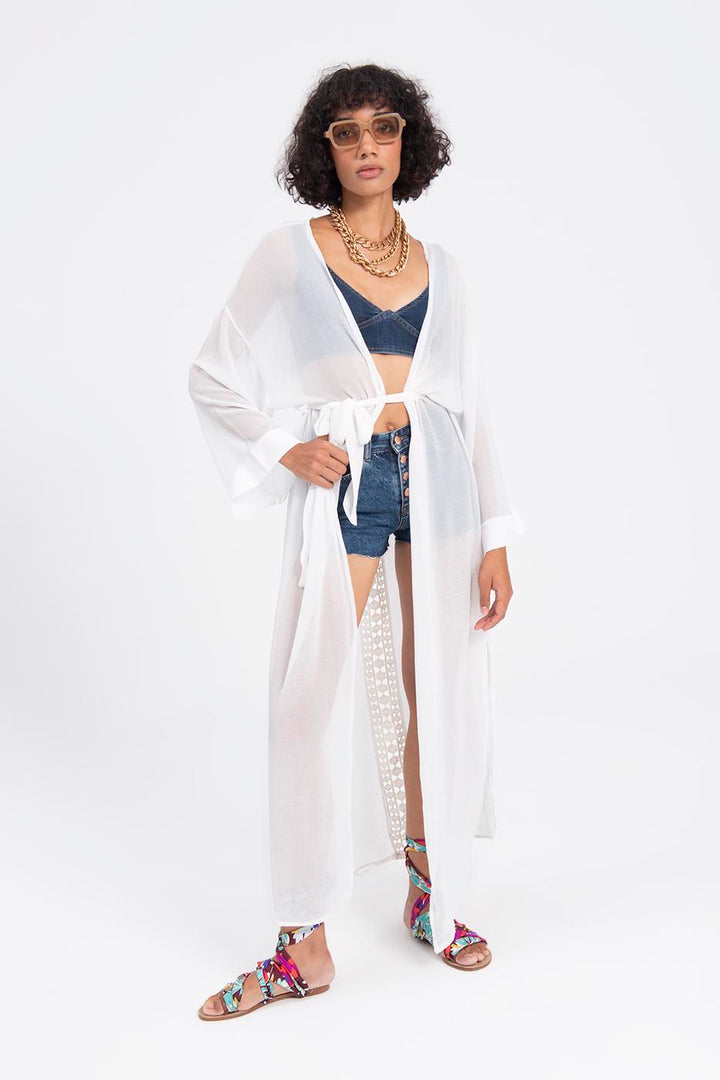 BSL Women Lace Detailed Back Kimono - Campi Bisenzio