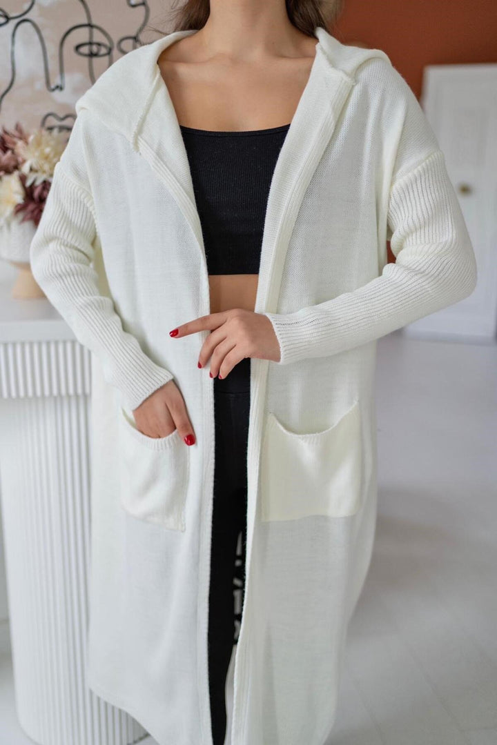 ELS Back Printed Cardigan - White - Covina