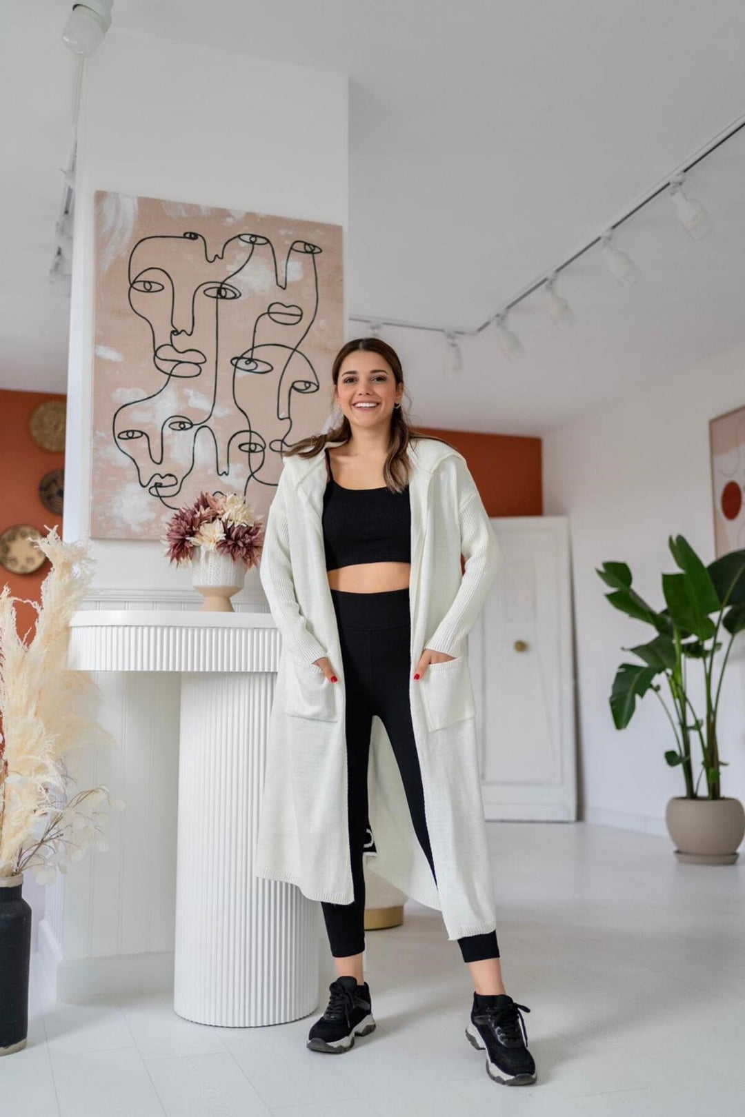 ELS Back Printed Cardigan - White - Covina