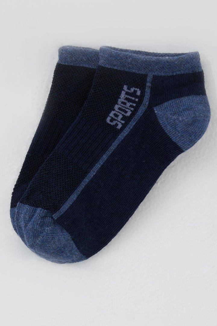 BRE Artı Erkek Çocuk Patik Çorap Sports Yazı Baskılı 14 Yaş, Lacivert - Marino