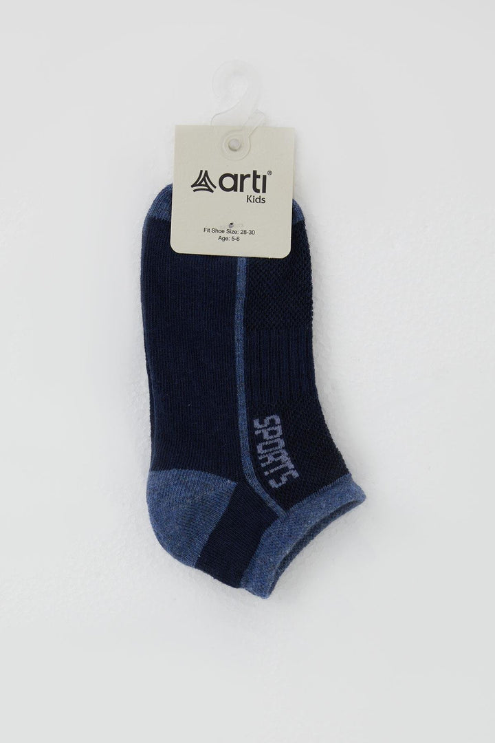 BRE Artı Erkek Çocuk Patik Çorap Sports Yazı Baskılı 14 Yaş, Lacivert - Marino