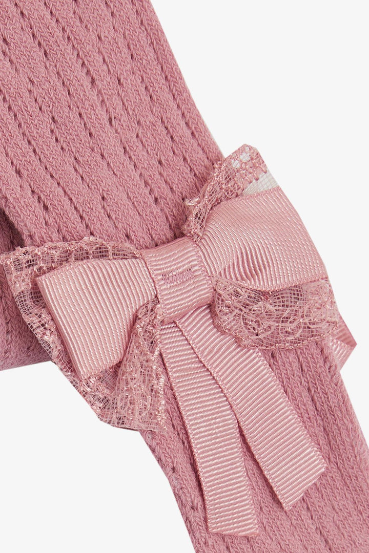BRE Girls' Tights with Bow, 30 Years, Rose Pink - Gronau