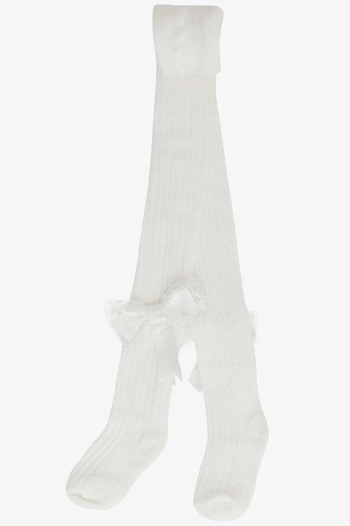BRE Girls' Tights with Bow, 30 Years, Beige - Marcianise