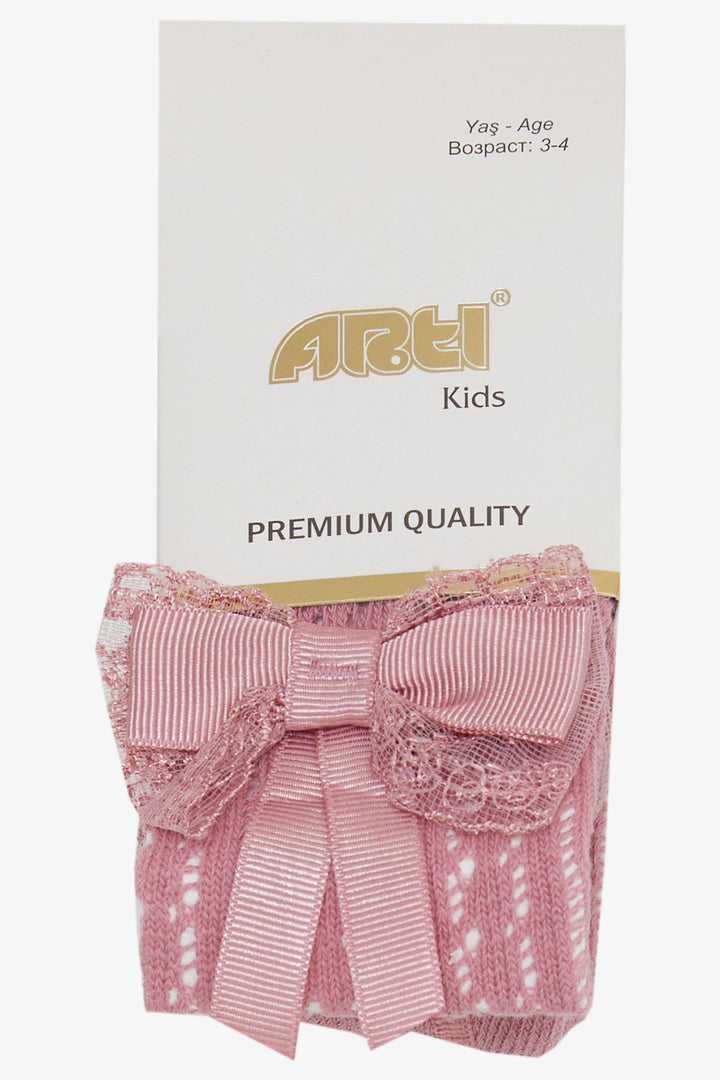 BRE Girls' Tights with Bow, 30 Years, Rose Pink - Gronau