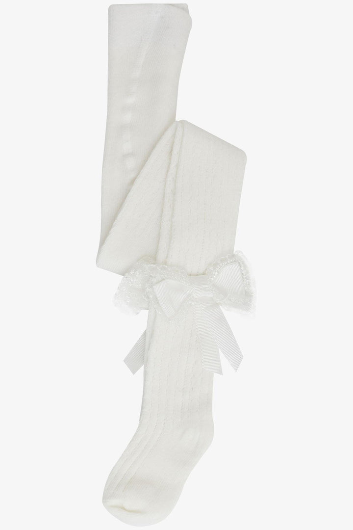 BRE Girls' Tights with Bow, 30 Years, Beige - Marcianise