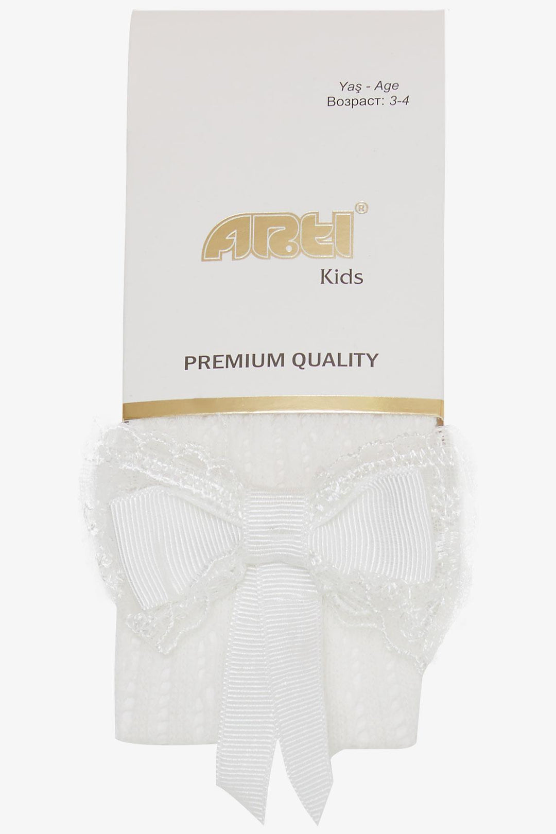 BRE Girls' Tights with Bow, 30 Years, Beige - Marcianise